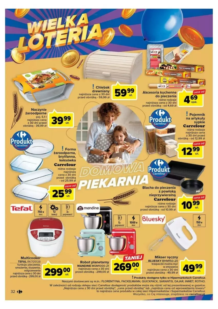 Gazetka promocyjna Carrefour - ważna 10.10 do 14.10.2023 - strona 26 - produkty: Blacha do pieczenia, Chleb, Chlebak, Fa, Keksówka, Mikser, Mikser ręczny, Naczynie żaroodporne, Piec, Pojemnik, Por, Robot, Robot planetarny, Ser, Tefal