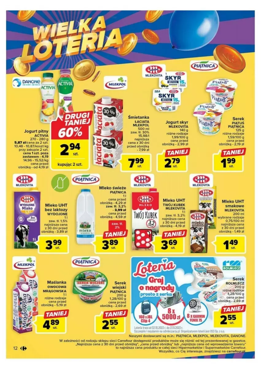 Gazetka promocyjna Carrefour - ważna 10.10 do 14.10.2023 - strona 4 - produkty: Danone, Jogurt, Jogurt pitny, Kosz, Kubek, Maślanka, Mleko, Mlekovita, Piątnica, Rolmlecz, Ser, Serek, Serek wiejski, Sól