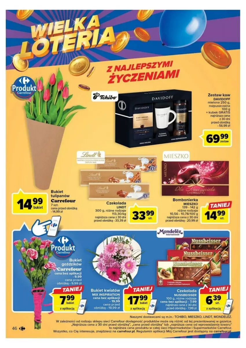 Gazetka promocyjna Carrefour - ważna 10.10 do 14.10.2023 - strona 41 - produkty: Bukiet, Czekolada, Davidoff, Fa, Gra, Kubek, Lindt, Tchibo, Tulipan