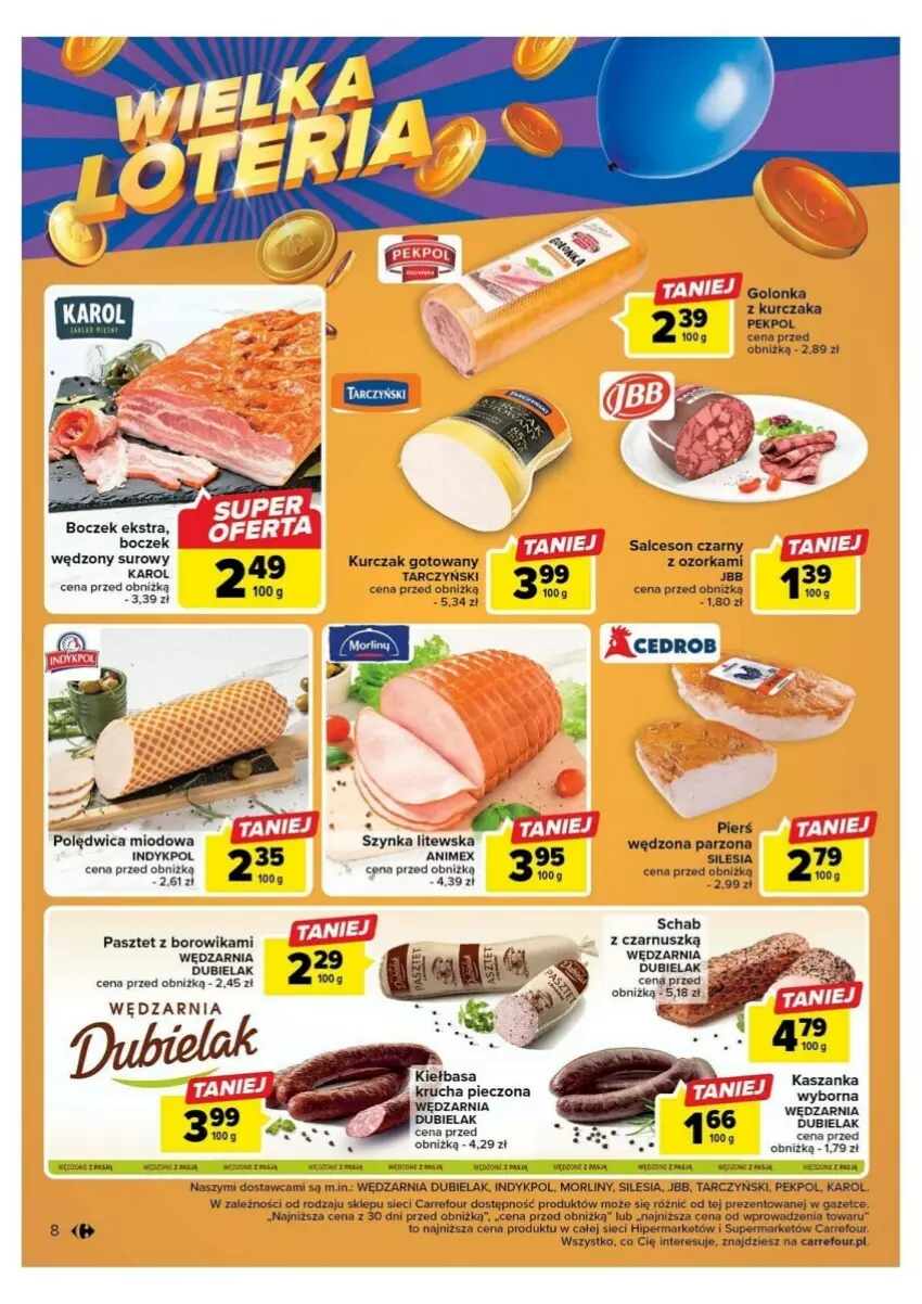 Gazetka promocyjna Carrefour - ważna 10.10 do 14.10.2023 - strona 50 - produkty: Boczek, Kasza, Kaszanka, Kiełbasa, Kurczak, Kurczak gotowany, Morliny, Orka, Pasztet, Pekpol, Piec, Polędwica, Salceson, Szynka, Tarczyński