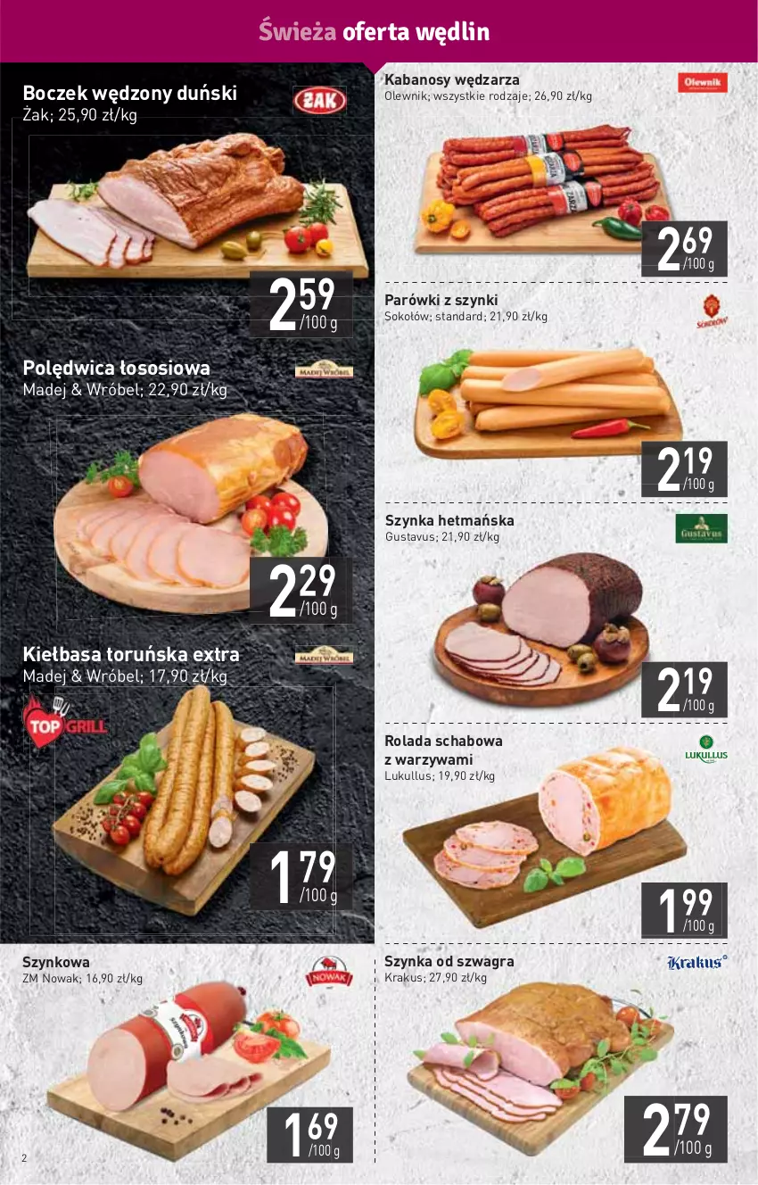 Gazetka promocyjna Stokrotka - Market - ważna 06.05 do 12.05.2021 - strona 2 - produkty: Boczek, Gra, HP, Kabanos, Kiełbasa, Krakus, NOWAK, Olewnik, Parówki, Parówki z szynki, Polędwica, Rolada, Sok, Sokołów, Sos, Szynka, Warzywa