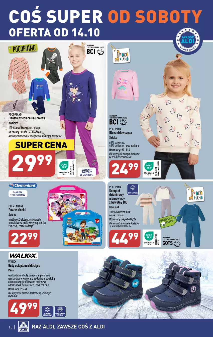 Gazetka promocyjna Aldi - Artykuły przemysłowe i tekstylia - ważna 11.10 do 14.10.2023 - strona 10 - produkty: Bluza, Buty, Dzieci, Klocki, Obraz, Piżama, Pocopiano, Por, Puzzle, Wełna