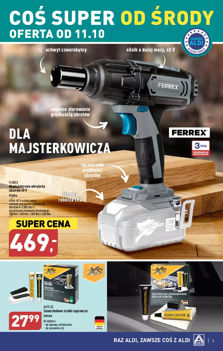 Gazetka promocyjna Aldi - Artykuły przemysłowe i tekstylia - ważna 11.10 do 14.10.2023 - strona 5 - produkty: Akumulator, Gra, Reflektor, Tarka, Wkręt, Wkrętarka