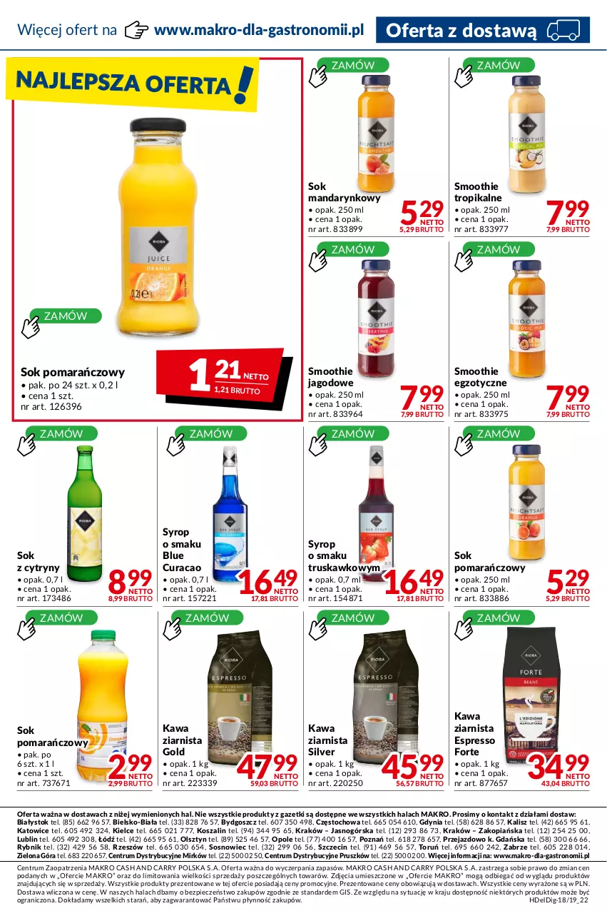 Gazetka promocyjna Makro - [Oferta promocyjna] Dostawy - ważna 23.08 do 19.09.2022 - strona 8 - produkty: Cytryny, Gra, Kawa, Kawa ziarnista, Kosz, Piec, Rum, Smoothie, Sok, Sok pomarańczowy, Sos, Syrop, Szal