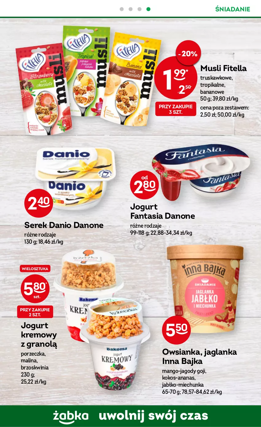 Gazetka promocyjna Żabka - ważna 08.03 do 14.03.2023 - strona 35 - produkty: Ananas, Danio, Danone, Fa, Fanta, Gra, Jaglanka, Jagody, Jagody goji, Jogurt, Kokos, Mango, Mus, Owsianka, Por, Ser, Serek