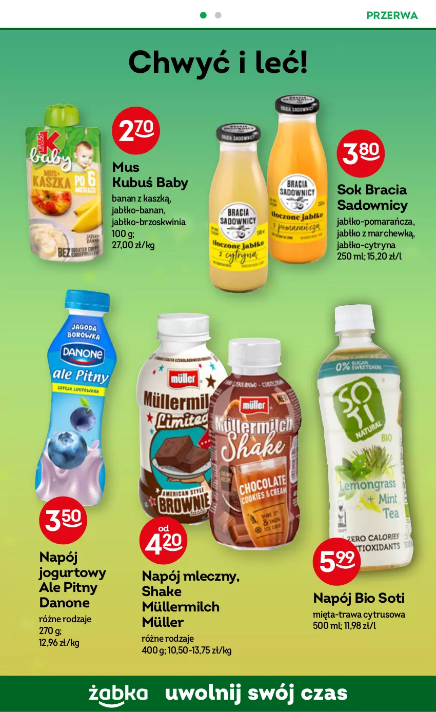 Gazetka promocyjna Żabka - ważna 08.03 do 14.03.2023 - strona 36 - produkty: Danone, Jogurt, Kubuś, Mięta, Müller, Müllermilch, Mus, Napój, Napój jogurtowy, Napój mleczny, Sok