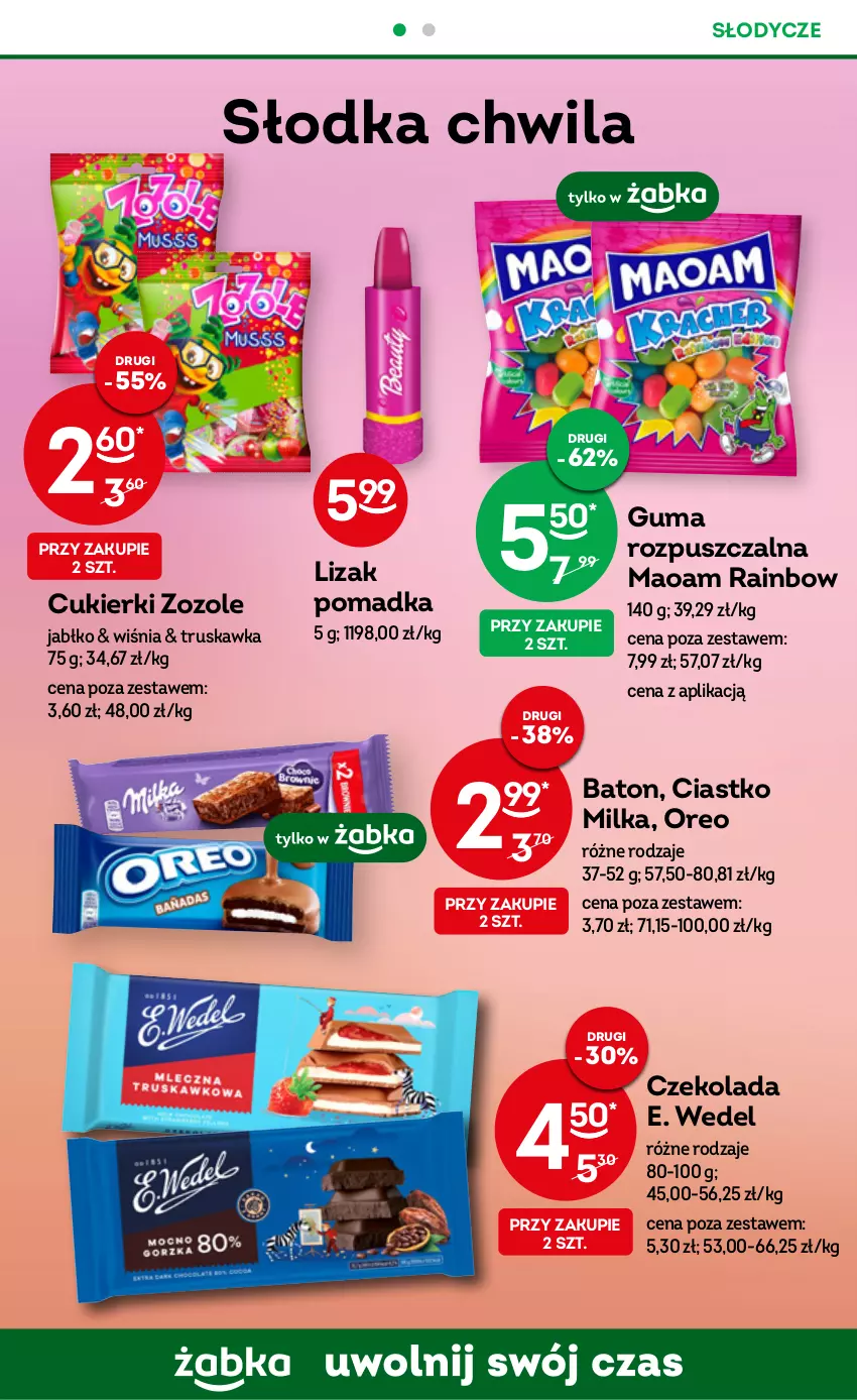 Gazetka promocyjna Żabka - ważna 08.03 do 14.03.2023 - strona 42 - produkty: Baton, Cukier, Cukierki, Czekolada, E. Wedel, Guma rozpuszczalna, Milka, Oreo, Słodka Chwila