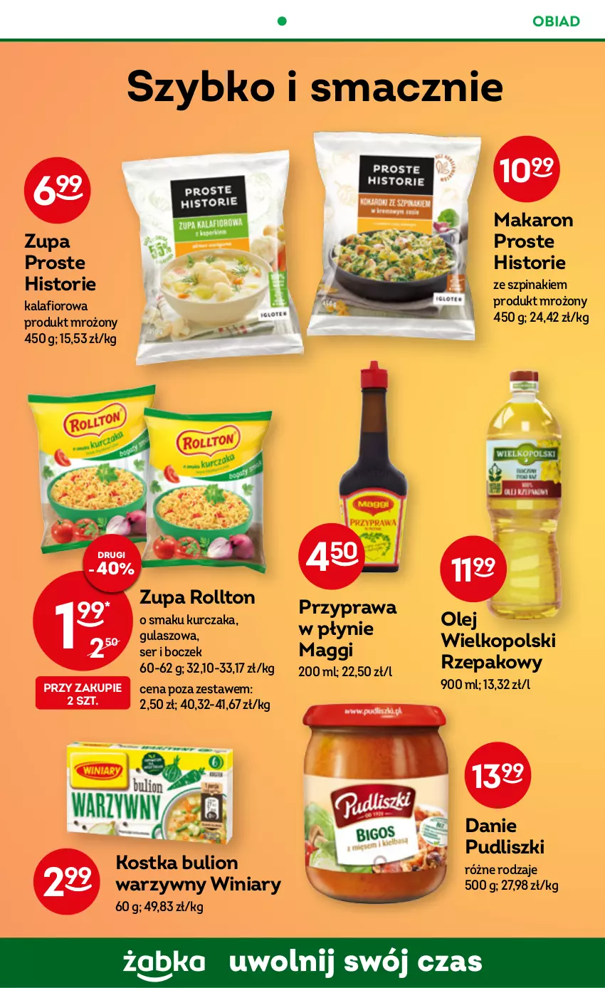 Gazetka promocyjna Żabka - ważna 08.03 do 14.03.2023 - strona 44 - produkty: Boczek, Bulion, Kalafior, Kurczak, Lion, Maggi, Makaron, Olej, Przyprawa w płynie, Pudliszki, Ser, Szpinak, Winiary, Zupa