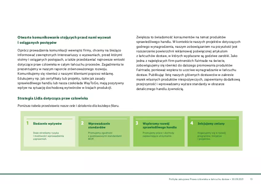 Gazetka promocyjna Lidl - Polityka zakupowa praw człowieka - ważna 27.09.2021 do 29.09.2030 - strona 14 - produkty: Czekolada, Fa, Gra, Por