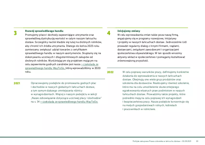 Gazetka promocyjna Lidl - Polityka zakupowa praw człowieka - ważna 27.09.2021 do 29.09.2030 - strona 21 - produkty: Czekolada, Gra, Kret, O nas, Piec, Rolnik