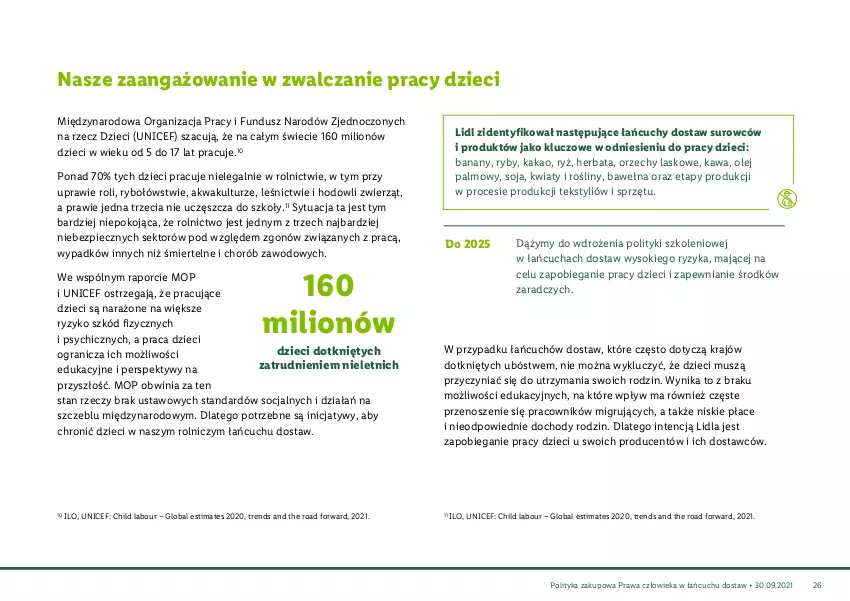 Gazetka promocyjna Lidl - Polityka zakupowa praw człowieka - ważna 27.09.2021 do 29.09.2030 - strona 27 - produkty: Banany, Bieganie, Dzieci, Gra, Herbata, Kakao, Kawa, Kwiaty i rośliny, Lion, Mop, Mus, Olej, Piec, Por, Ryż, Sok, Wełna