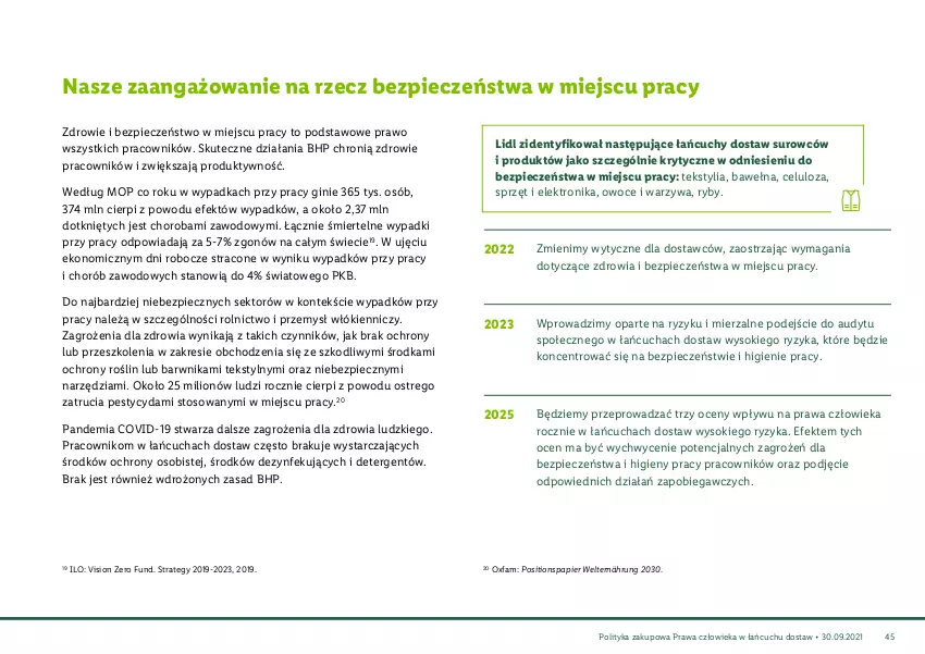 Gazetka promocyjna Lidl - Polityka zakupowa praw człowieka - ważna 27.09.2021 do 29.09.2030 - strona 46 - produkty: Elektronika, Fa, Gin, HP, Lion, Mop, Owoce, Papier, Piec, Sok, Warzywa, Wełna, Zdrowie