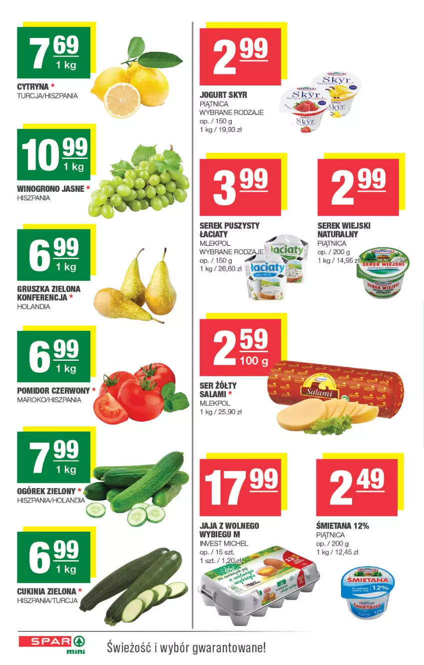 Gazetka promocyjna Spar - Spar-Mini - ważna 01.12 do 11.12.2025 - strona 2 - produkty: Jaja, Jaja z wolnego wybiegu, Jogurt, Ogórek, Piątnica, Salami, Ser, Serek, Serek puszysty, Serek wiejski, Wino