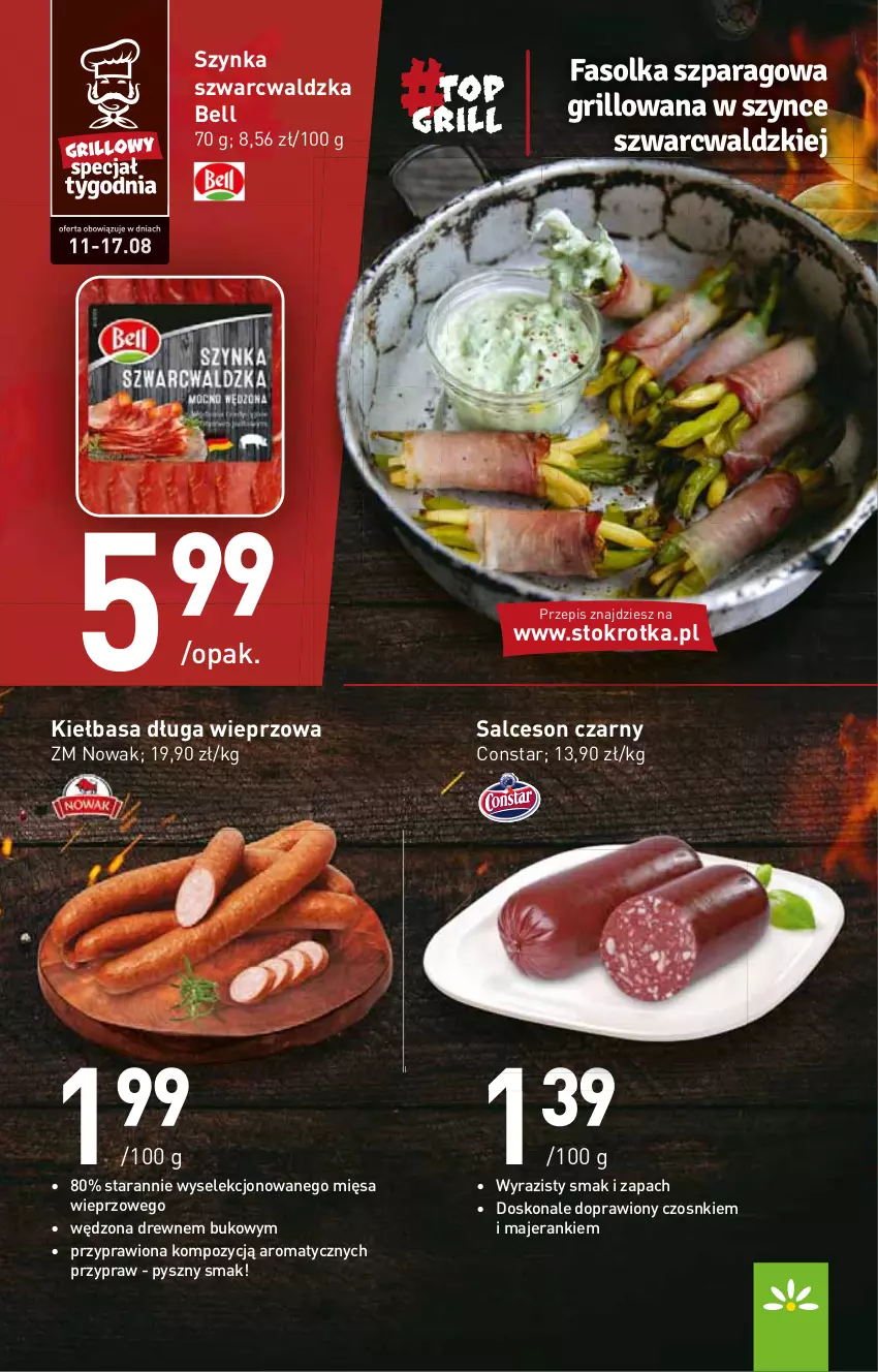 Gazetka promocyjna Stokrotka - Supermarket - ważna 11.08 do 17.08.2022 - strona 6 - produkty: Bell, Fa, Grill, Kiełbasa, NOWAK, Salceson, Szynka