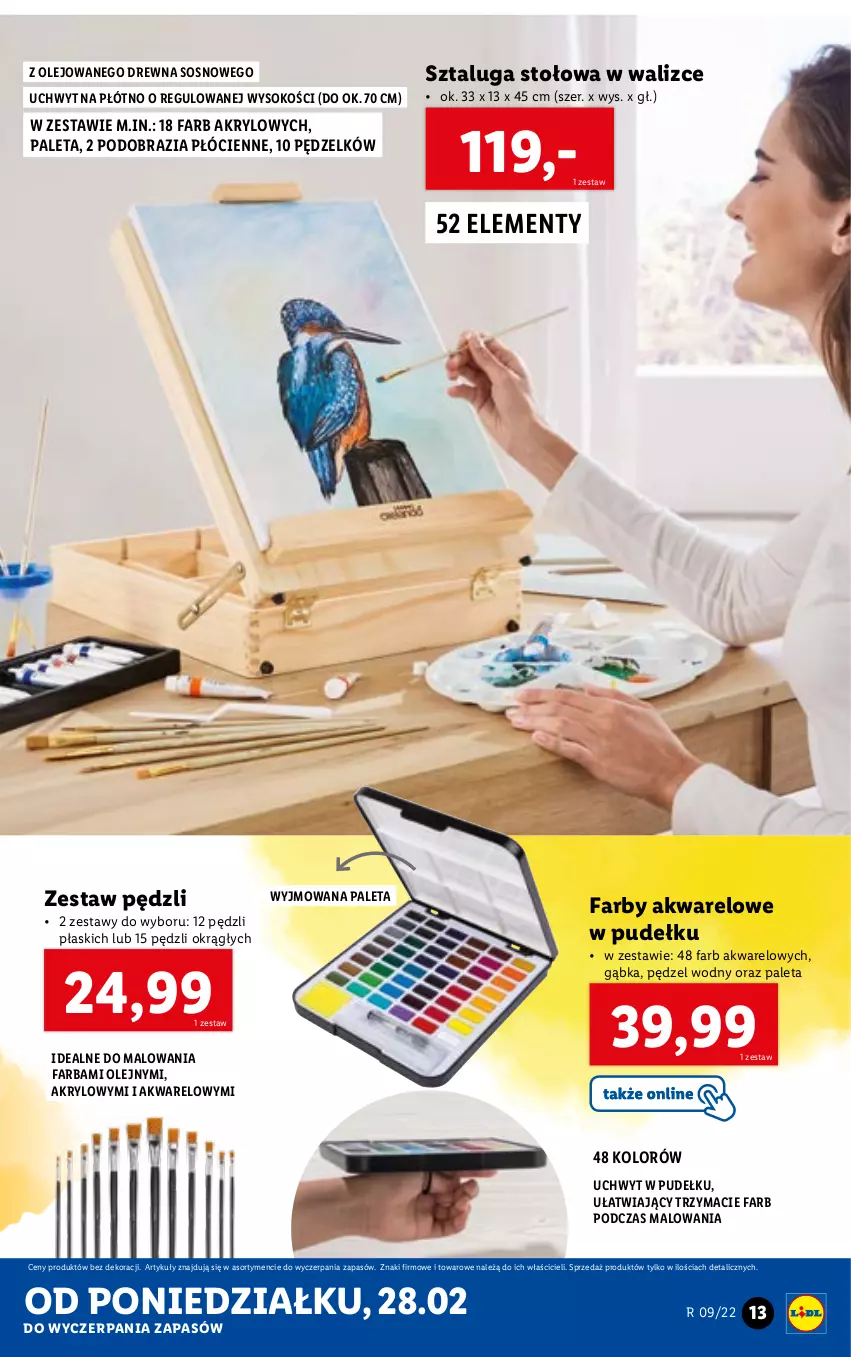 Gazetka promocyjna Lidl - GAZETKA - ważna 28.02 do 05.03.2022 - strona 13 - produkty: Fa, Obraz, Olej, Paleta, Sok, Sos, Zestaw pędzli