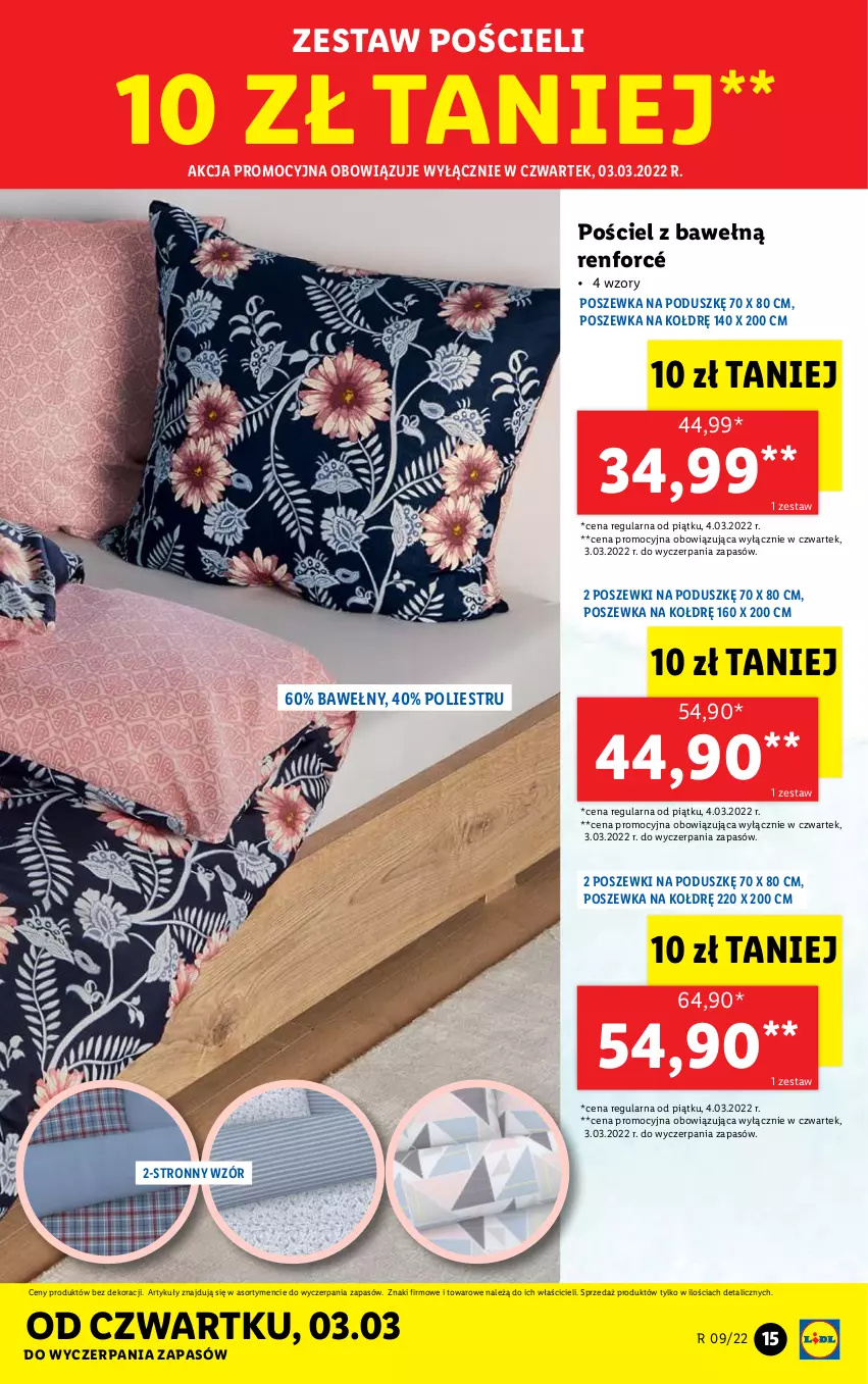 Gazetka promocyjna Lidl - GAZETKA - ważna 28.02 do 05.03.2022 - strona 15 - produkty: Pościel, Poszewka