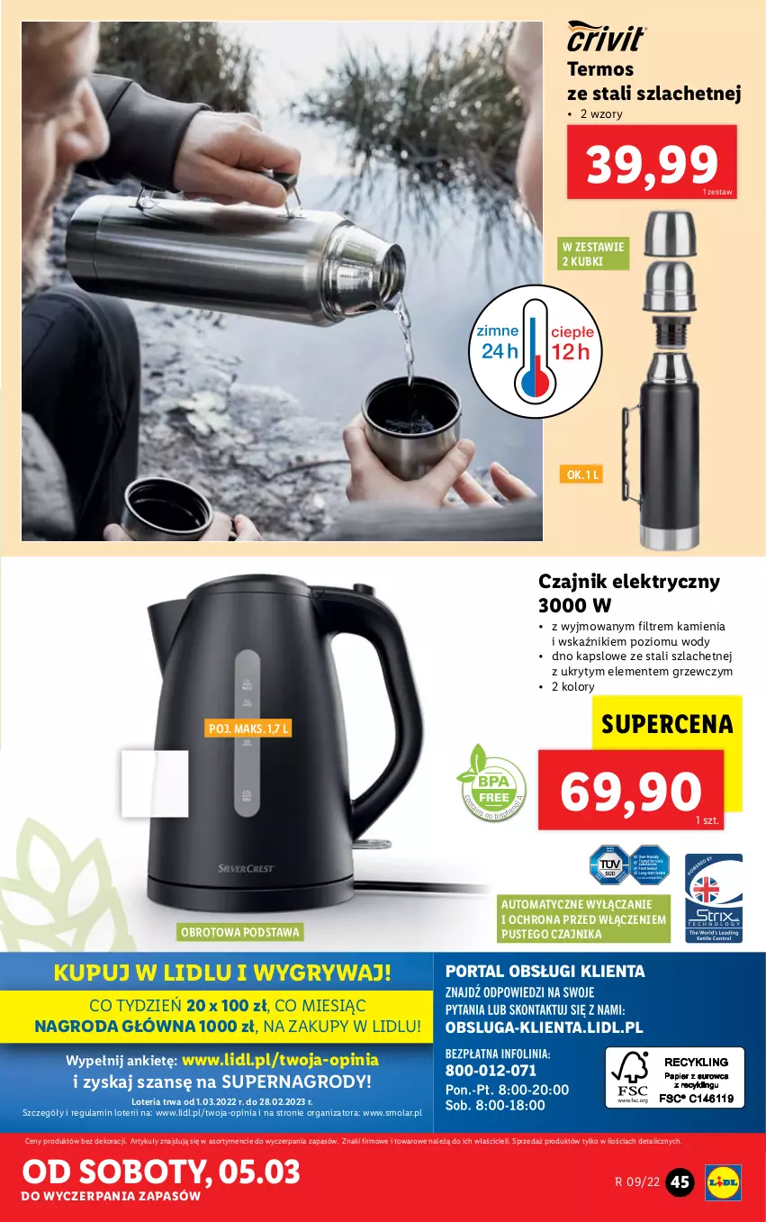 Gazetka promocyjna Lidl - GAZETKA - ważna 28.02 do 05.03.2022 - strona 45 - produkty: Czajnik, Czajnik elektryczny, Gry, Mola, Termos, Top