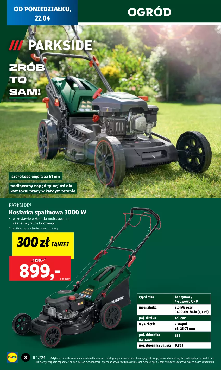 Gazetka promocyjna Lidl - GAZETKA - ważna 22.04 do 28.04.2024 - strona 10 - produkty: Kosiarka, Ogród, Parkside, Top