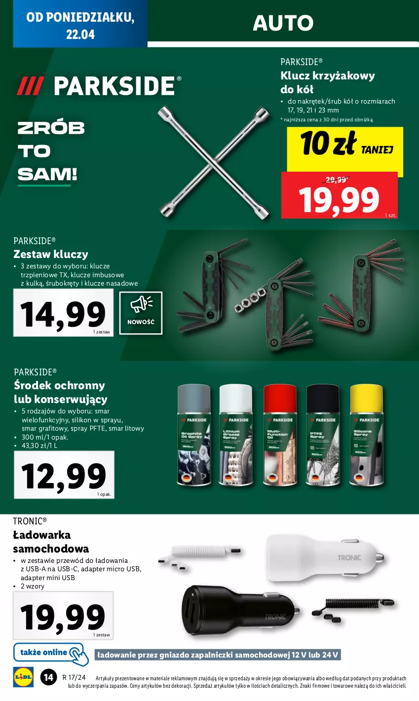 Gazetka promocyjna Lidl - GAZETKA - ważna 22.04 do 28.04.2024 - strona 16 - produkty: Gra, Parkside, Przewód, Ser, Warka, Zestaw kluczy