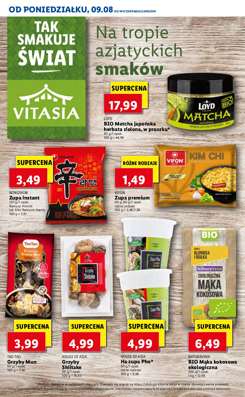 Gazetka promocyjna Lidl - KATALOG Z OFERTĄ VITASIA OD 09.08 - ważna 09.08 do 13.08.2021 - strona 20 - produkty: Grzyby, Grzyby mun, Grzyby shiitake, Herbata, House of Asia, Kokos, Loyd, Mąka, Zupa