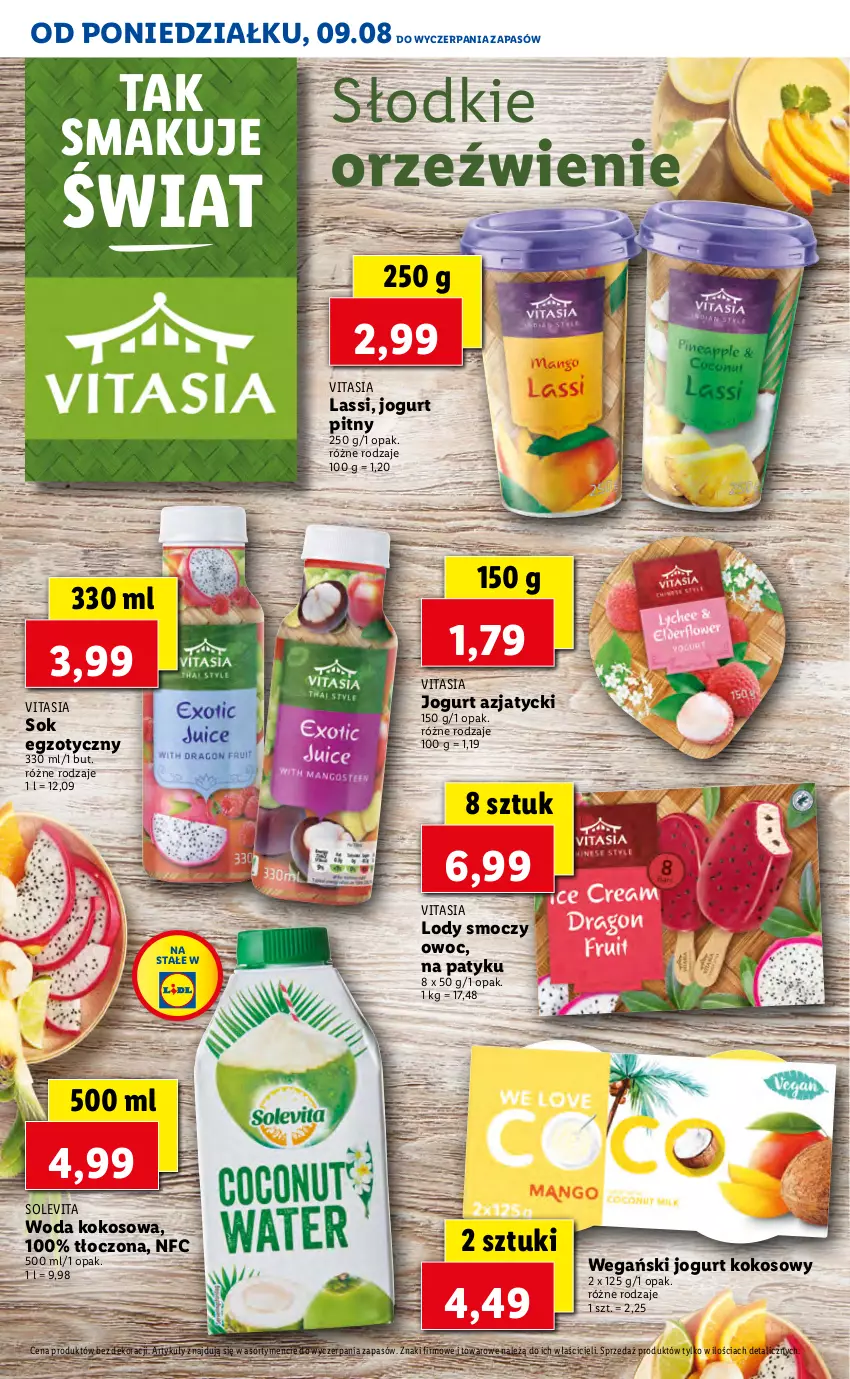 Gazetka promocyjna Lidl - KATALOG Z OFERTĄ VITASIA OD 09.08 - ważna 09.08 do 13.08.2021 - strona 22 - produkty: Jogurt, Jogurt pitny, Kokos, Lody, Sok, Woda