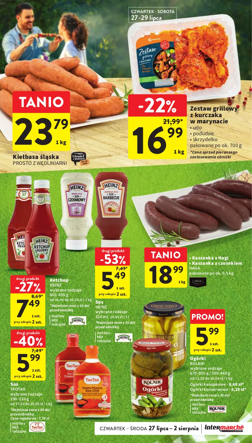 Gazetka promocyjna Intermarche - Gazetka Intermarche - ważna 27.07 do 02.08.2023 - strona 3 - produkty: Grill, Heinz, Kasza, Kaszanka, Ketchup, Kiełbasa, Kiełbasa śląska, Kurczak, Ogórki konserwowe, Rolnik, Ser, Sos, TaoTao