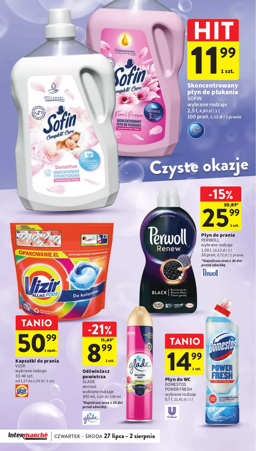 Gazetka promocyjna Intermarche - Gazetka Intermarche - ważna 27.07 do 02.08.2023 - strona 34 - produkty: Domestos, Kapsułki do prania, Odświeżacz powietrza, Perwoll, Płyn do płukania, Płyn do prania, Płyn do wc, Vizir