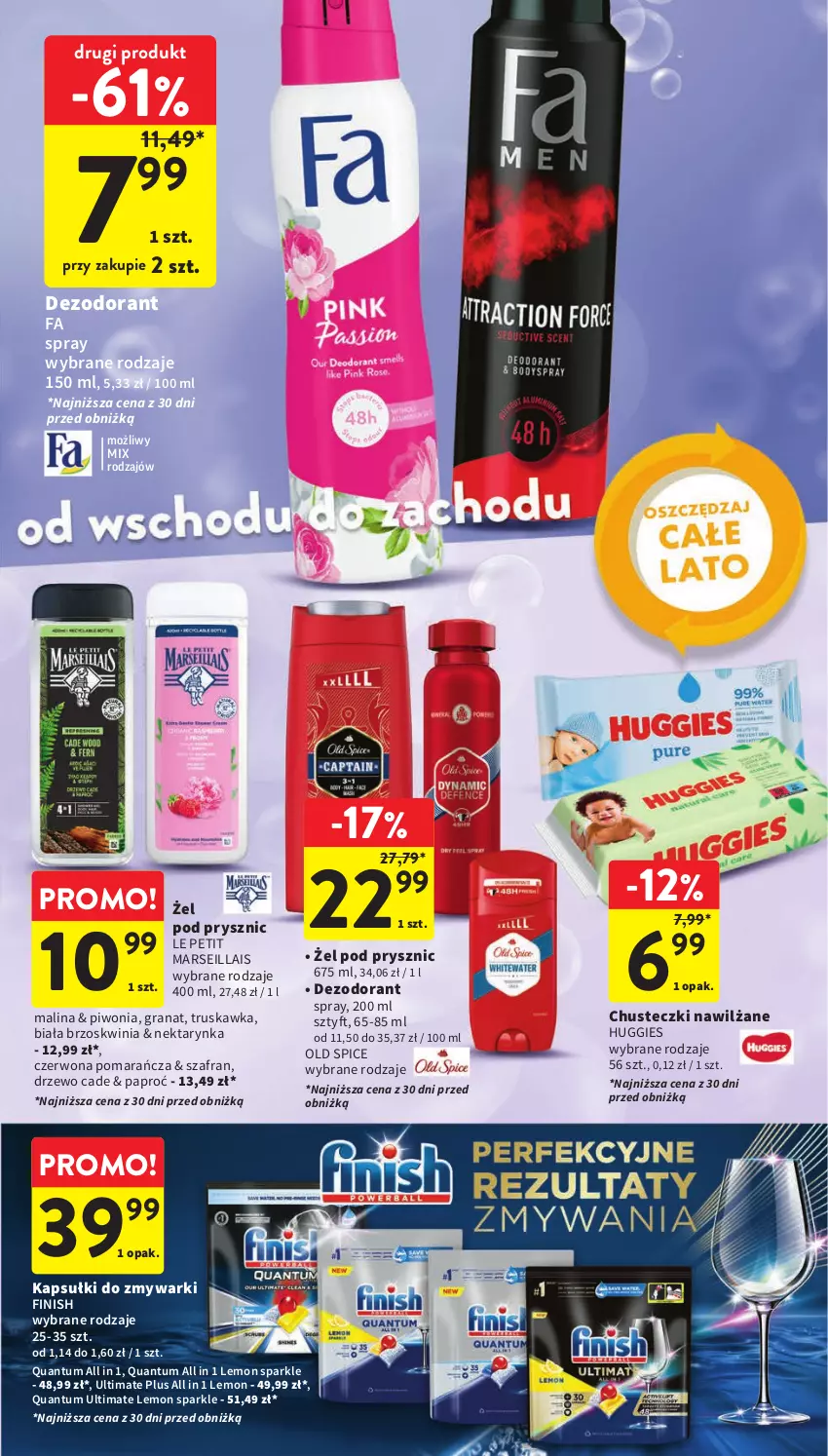 Gazetka promocyjna Intermarche - Gazetka Intermarche - ważna 27.07 do 02.08.2023 - strona 35 - produkty: Chusteczki, Dezodorant, Fa, Finish, Gra, Granat, Huggies, Mars, Nektar, Nektarynka, Old Spice, Piwo, Szafran, Zmywarki