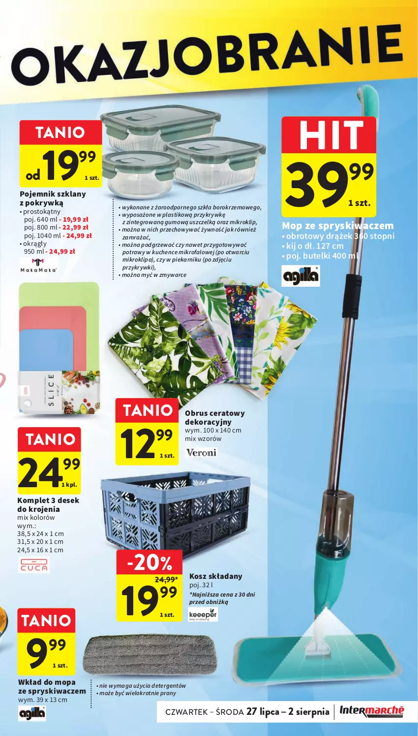 Gazetka promocyjna Intermarche - Gazetka Intermarche - ważna 27.07 do 02.08.2023 - strona 37 - produkty: Fa, Kosz, Mop, Obrus, Piekarnik, Pojemnik, Pojemnik szklany, Por, Top, Wkład do mopa