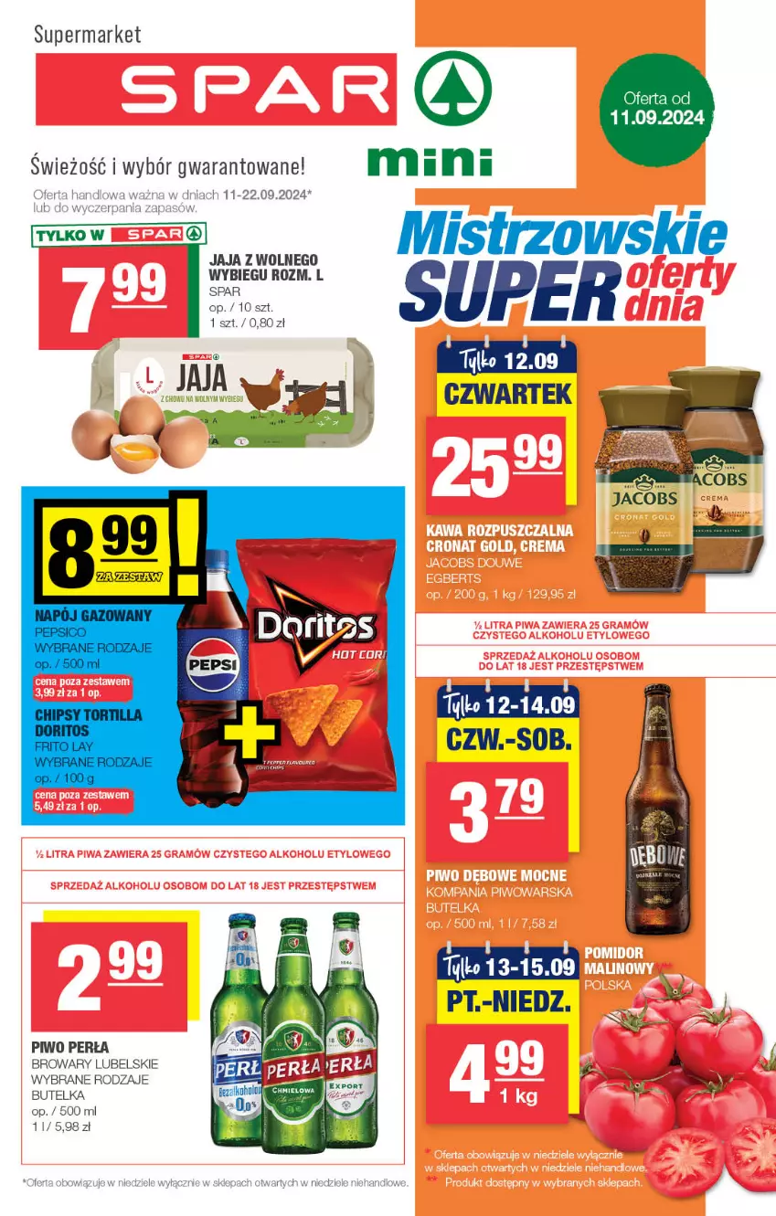 Gazetka promocyjna Spar - Spar-Mini - ważna 08.09 do 18.09.2024 - strona 1 - produkty: Jaja, Jaja z wolnego wybiegu, Perła, Piwo