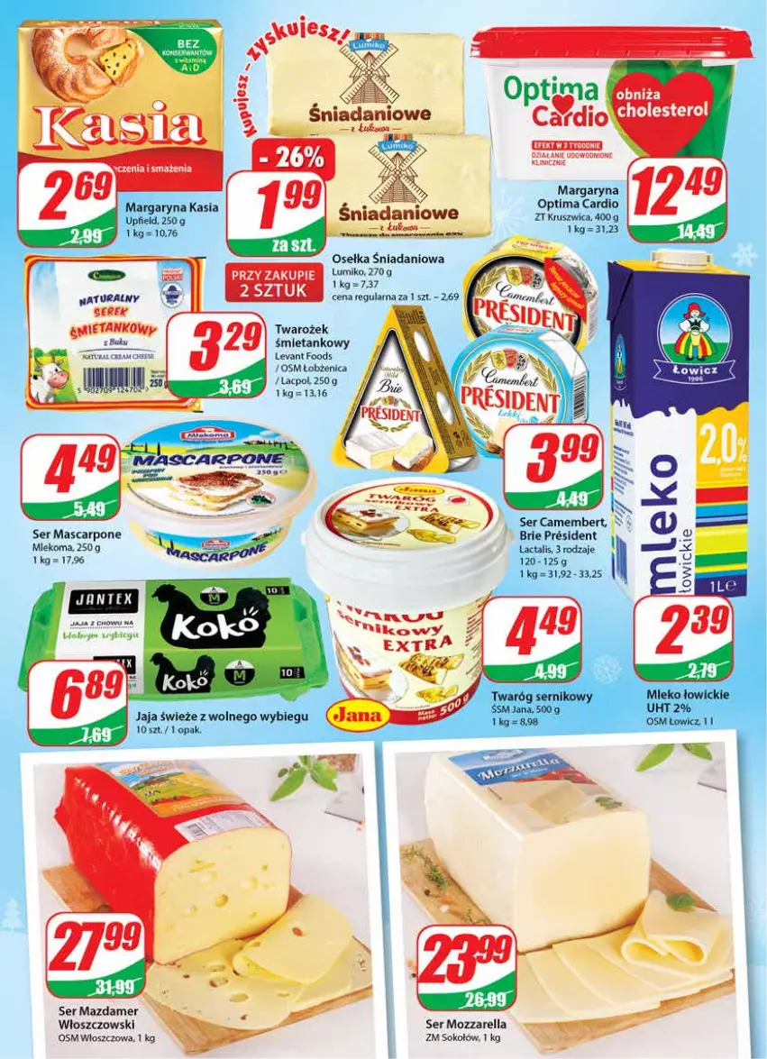 Gazetka promocyjna Dino - Gazetka - ważna 01.12 do 07.12.2021 - strona 14 - produkty: BIC, Danio, Jaja, Mascarpone, Mazdamer, Mleko, Mozzarella, Ser, Serek, Sok, Sokołów, Włoszczowski