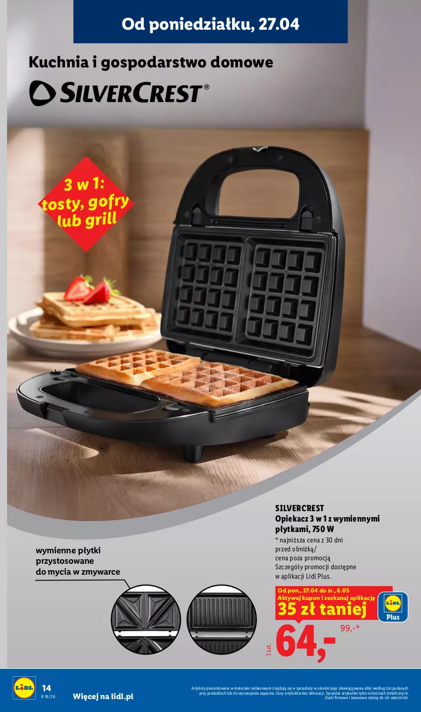 Gazetka promocyjna Lidl - Katalog ważny od 27.04 - ważna 27.04 do 02.05.2026 - strona 12 - produkty: Gofry, Grill, Kuchnia, Płytka, Silvercrest