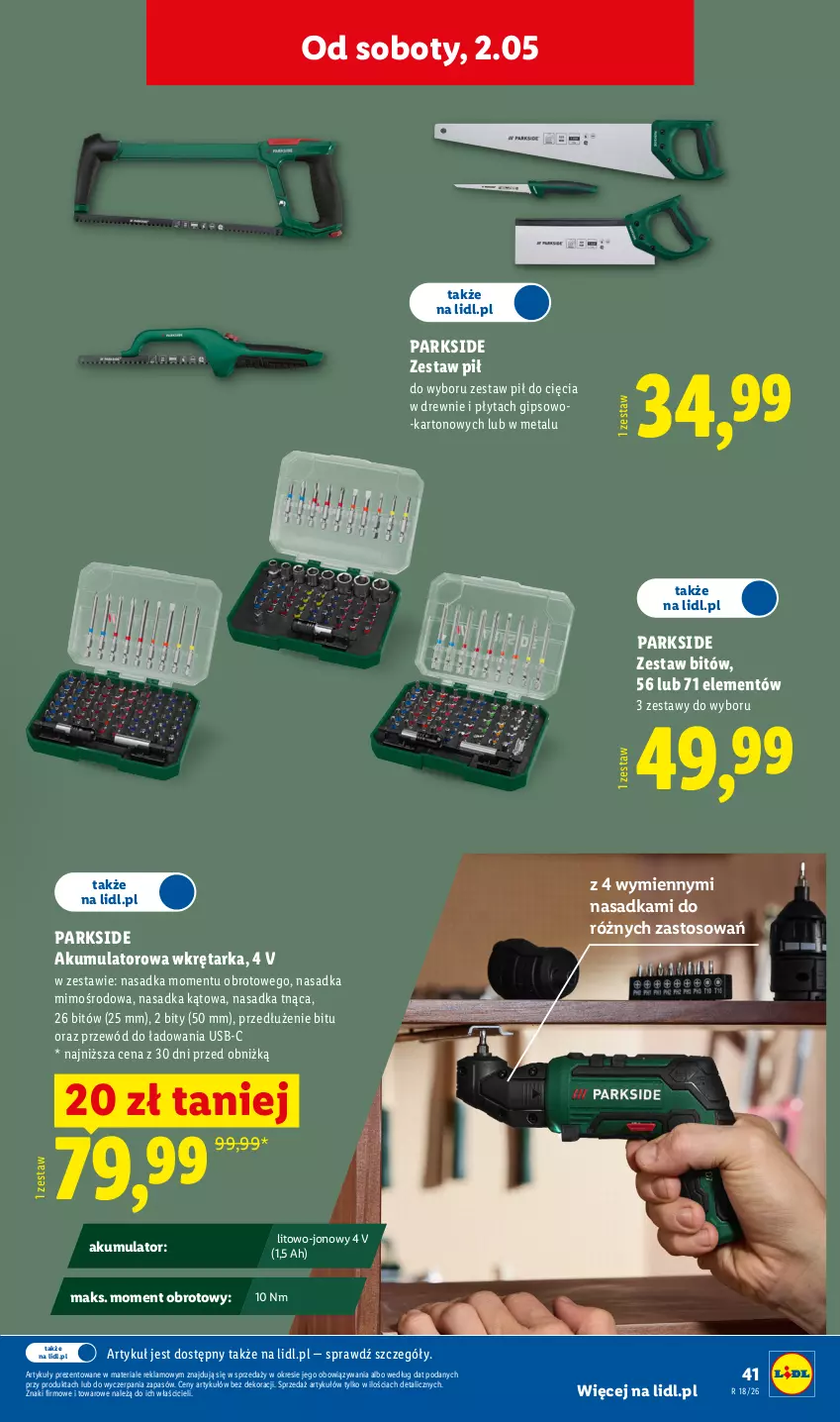 Gazetka promocyjna Lidl - Katalog ważny od 27.04 - ważna 27.04 do 02.05.2026 - strona 49 - produkty: Akumulator, Parkside, Płyta, Przewód, Tarka, Wkręt, Wkrętarka