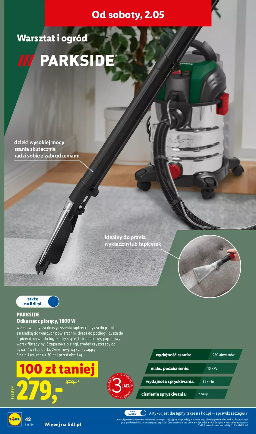 Gazetka promocyjna Lidl - Katalog ważny od 27.04 - ważna 27.04 do 02.05.2026 - strona 50 - produkty: Dywan, Metro, Odkurzacz, Ogród, Papier, Parkside, Sok