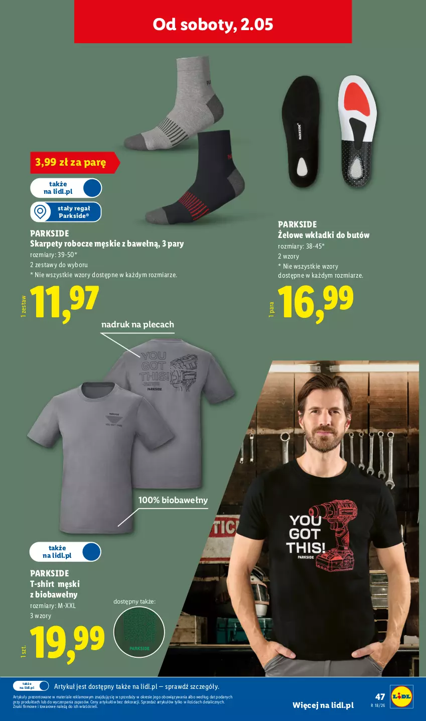 Gazetka promocyjna Lidl - Katalog ważny od 27.04 - ważna 27.04 do 02.05.2026 - strona 55 - produkty: Karp, Parkside, Regał, T-shirt, Wkładki