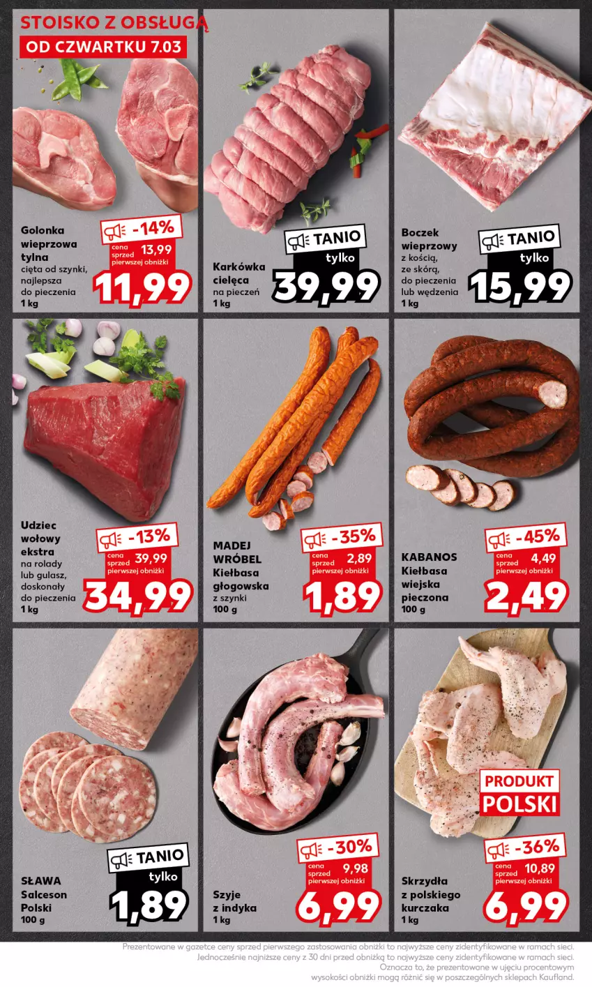 Gazetka promocyjna Kaufland - Kaufland - ważna 11.03 do 13.03.2024 - strona 14 - produkty: Boczek, Boczek wieprzowy, Golonka wieprzowa, Kabanos, Kiełbasa, Kiełbasa głogowska, Kiełbasa wiejska, Kurczak, Madej Wróbel, Piec, Salceson, Salceson polski, Udziec wołowy