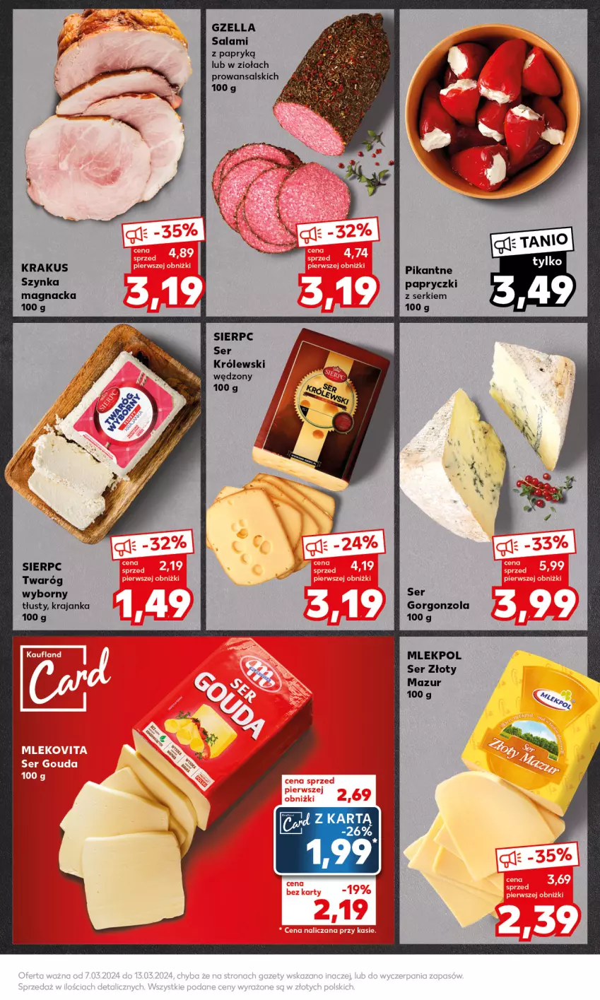 Gazetka promocyjna Kaufland - Kaufland - ważna 11.03 do 13.03.2024 - strona 15 - produkty: Gorgonzola, Krakus, Królewski, Salami, Salami z papryką, Ser, Szynka, Twaróg, Złoty Mazur