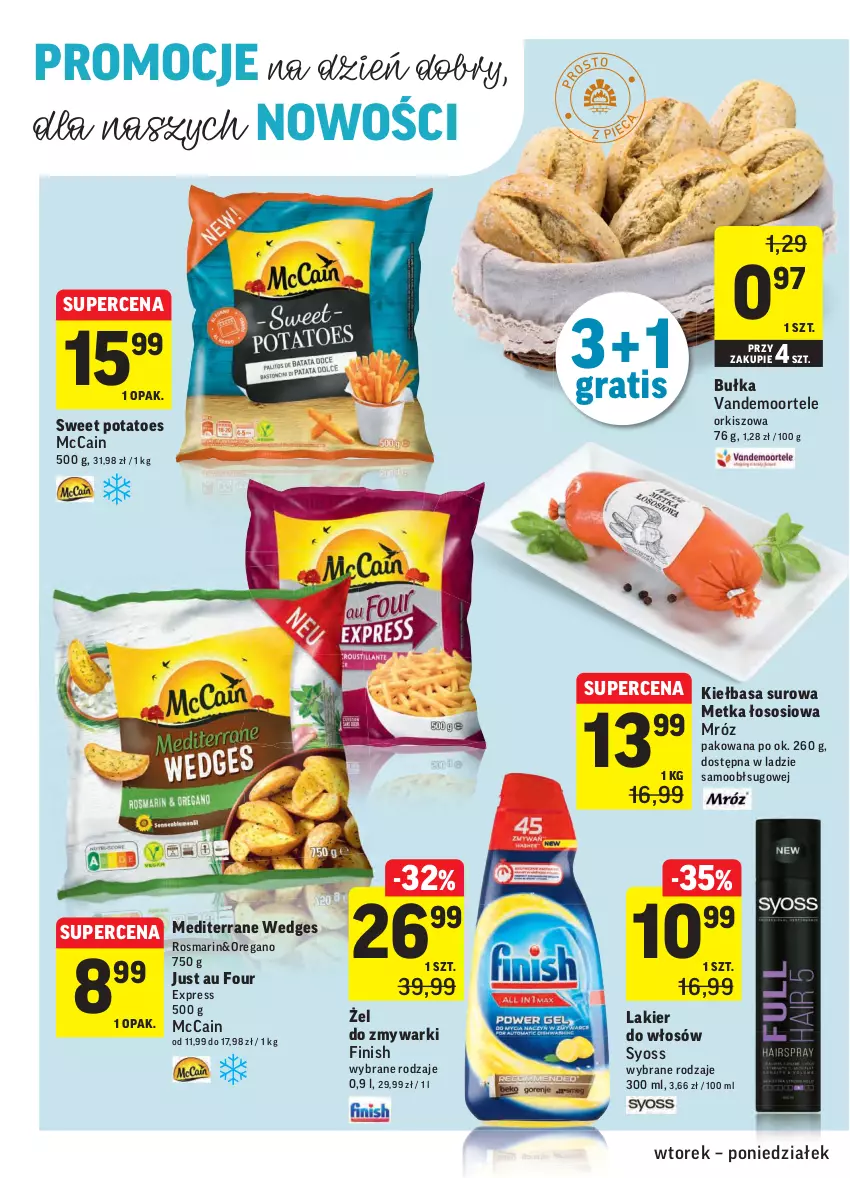 Gazetka promocyjna Intermarche - Gazetka promocyjna - ważna 19.10 do 25.10.2021 - strona 30 - produkty: Bułka, Finish, Gra, Kiełbasa, Lakier, Lakier do włosów, McCain, Sos, Syoss, Zmywarki