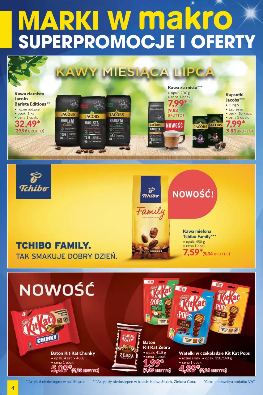 Gazetka promocyjna Makro - [Oferta specjalna] Marki w MAKRO - ważna 29.06 do 12.07.2021 - strona 4 - produkty: Baton, Fa, Jacobs, Kawa, Kawa mielona, Kawa ziarnista, Kit Kat, Tchibo, Tchibo Family