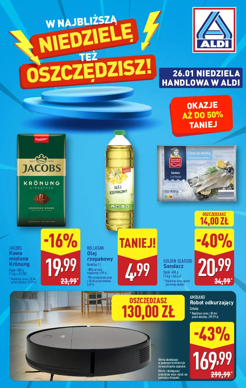 Gazetka promocyjna Aldi - Artykuły przemysłowe i tekstylia - ważna 22.01 do 25.01.2025 - strona 14 - produkty: Bell, Bella, Golden Seafood, Jacobs, Kawa, Kawa mielona, Olej, Olej rzepakowy, Robot, Sandacz