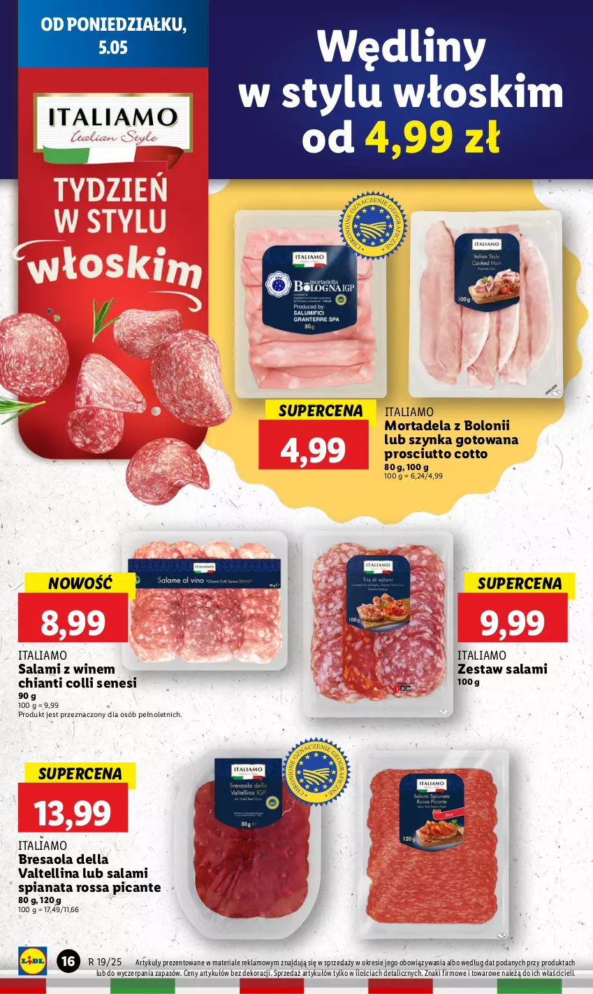 Gazetka promocyjna Lidl - GAZETKA - ważna 05.05 do 07.05.2025 - strona 18 - produkty: Bresaola, Chia, Chianti, Dell, Prosciutto, Salami, Szynka