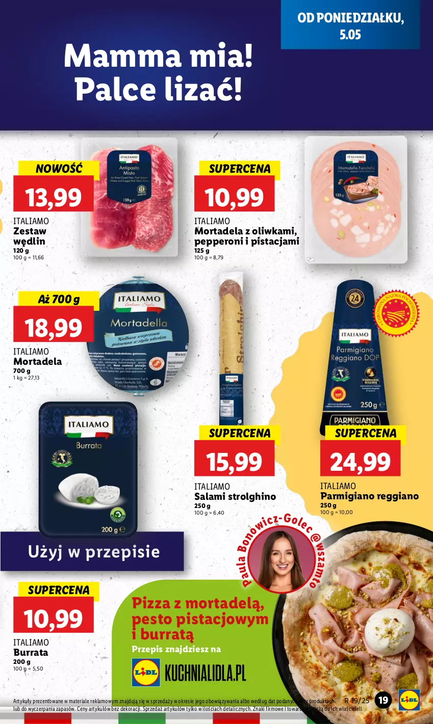 Gazetka promocyjna Lidl - GAZETKA - ważna 05.05 do 07.05.2025 - strona 21 - produkty: Burrata, LG, Pesto, Pizza, Salami
