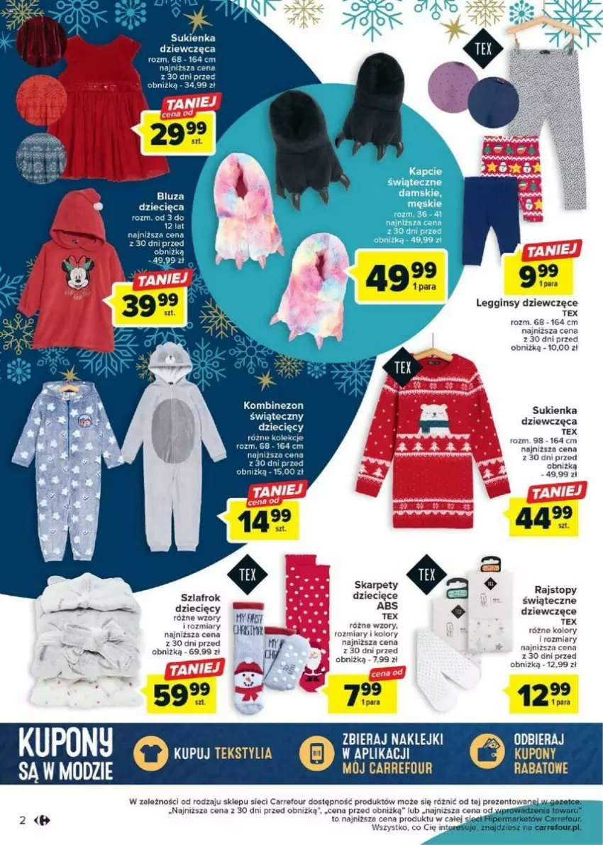 Gazetka promocyjna Carrefour - ważna 28.11 do 09.12.2023 - strona 2 - produkty: Dzieci, Gin, Karp, Klej, Kombinezon, Legginsy, Sukienka, Szlafrok