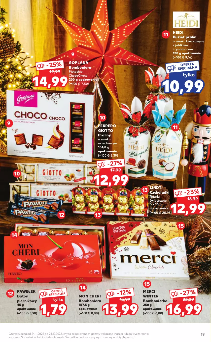 Gazetka promocyjna Kaufland - Katalog Regionalne Produkty - ważna 24.11 do 24.12.2022 - strona 19 - produkty: Baton, Bomboniera, Bukiet, Ferrero, Goplana, Kokos, LANA, Lindt, Lody, Merci, Piernik, Praliny