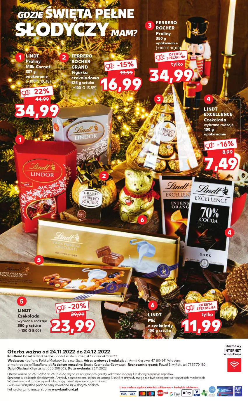 Gazetka promocyjna Kaufland - Katalog Regionalne Produkty - ważna 24.11 do 24.12.2022 - strona 20 - produkty: Czekolada, Dres, Ferrero, Ferrero Rocher, Gra, Lindt, Praliny