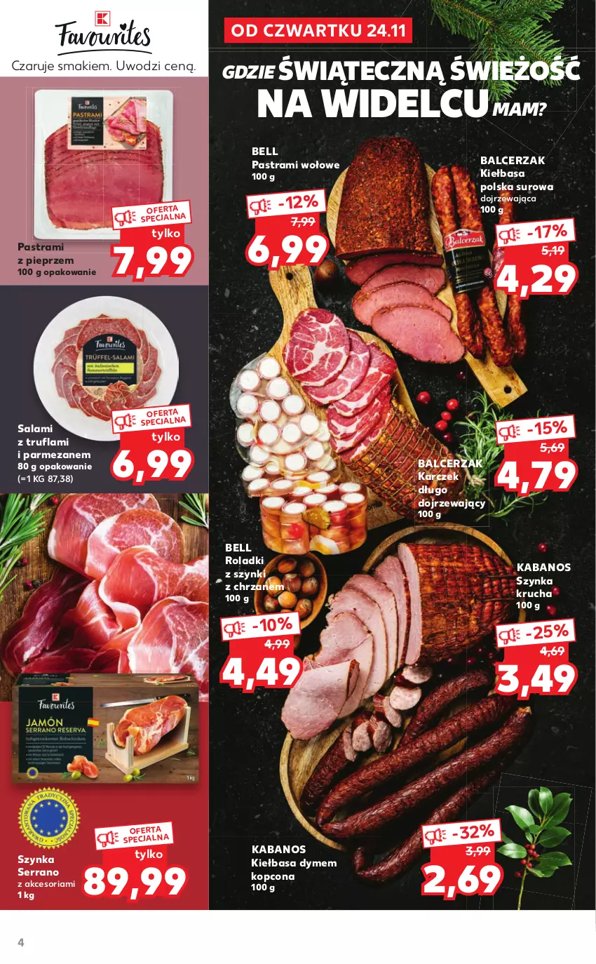 Gazetka promocyjna Kaufland - Katalog Regionalne Produkty - ważna 24.11 do 24.12.2022 - strona 4 - produkty: Bell, Chrzan, Kabanos, Kiełbasa, Parmezan, Pieprz, Salami, Ser, Szynka