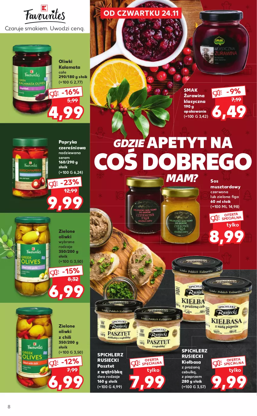 Gazetka promocyjna Kaufland - Katalog Regionalne Produkty - ważna 24.11 do 24.12.2022 - strona 8 - produkty: Fa, Kiełbasa, Mus, Oliwki, Papryka, Pasztet, Pieprz, Sati, Ser, Sos, Spichlerz Rusiecki