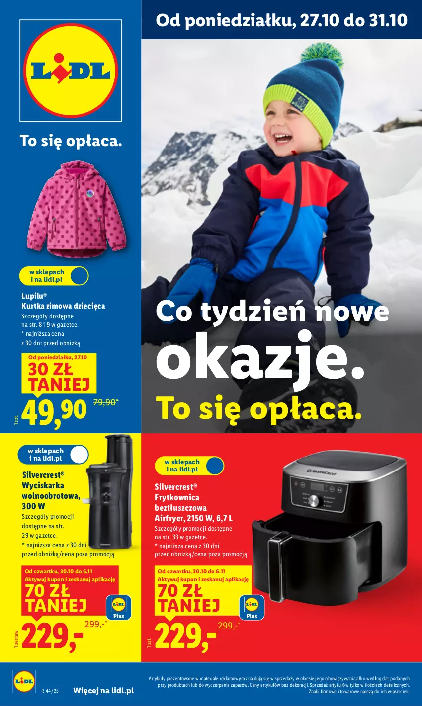Gazetka promocyjna Lidl - GAZETKA - ważna 27.10 do 31.10.2025 - strona 1 - produkty: Dzieci, Kurtka, Silvercrest, Wyciskarka, Wyciskarka wolnoobrotowa