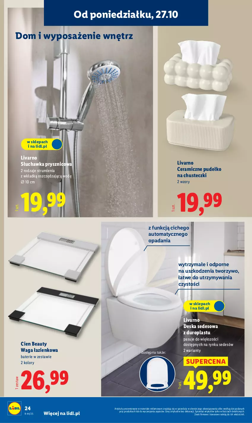 Gazetka promocyjna Lidl - GAZETKA - ważna 27.10 do 31.10.2025 - strona 28 - produkty: Chusteczki, Deska sedesowa, Ivar, Por, Pudełko, Rum, Słuchawka prysznicowa, Waga, Waga łazienkowa