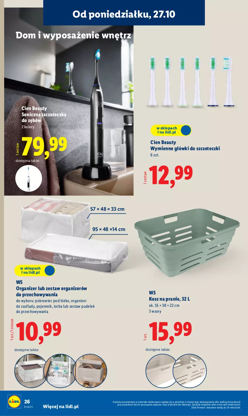Gazetka promocyjna Lidl - GAZETKA - ważna 27.10 do 31.10.2025 - strona 30 - produkty: Kosz, Organizer, Pojemnik, Pokrowiec, Szczoteczka, Szczoteczka do zębów, Torba
